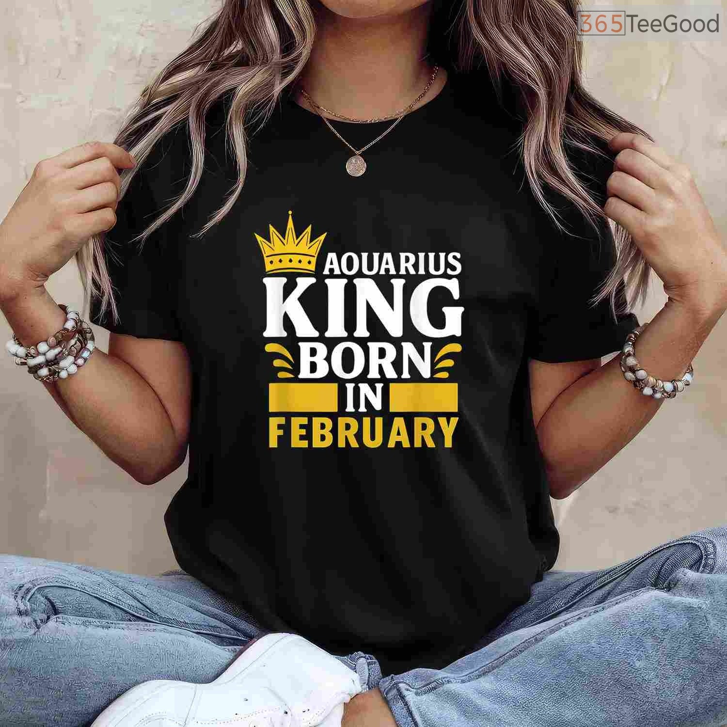 Aquarius King February Birthday Shirt – Black Man Zodiac Legend Tee