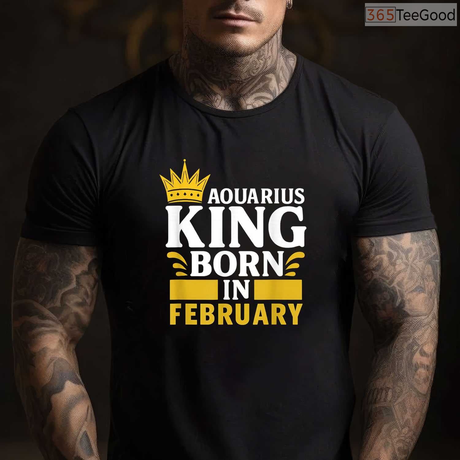 Aquarius King February Birthday Shirt – Black Man Zodiac Legend Tee