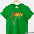 Artistic Fly Fishing Angler Shirt - Forest Nature & Trout Graphic Tee