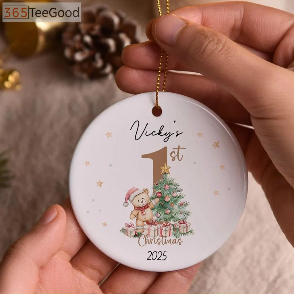 Baby’s First Christmas Ornaments Personalized, Baby 1st Christmas Keepsake Decoration, Custom Newborn Gift for Kids