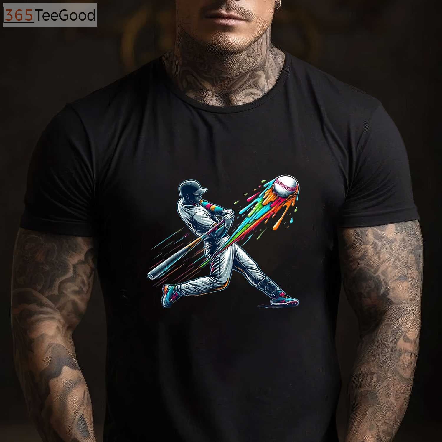 Baseball Player Drip T-Shirt - Cool Swag Sports Graphic Tee For Boys