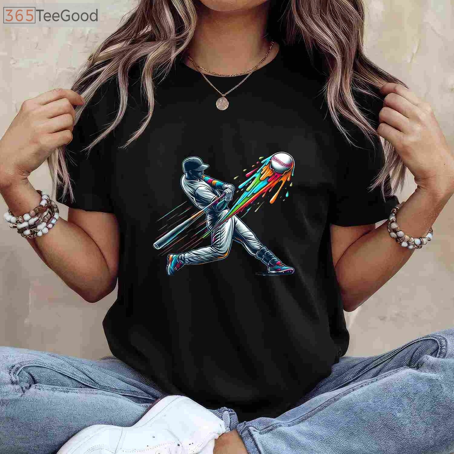 Baseball Player Drip T-Shirt - Cool Swag Sports Graphic Tee For Boys