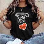 Basketball Heart Valentine's Day T-Shirt, Sports Lover Slam Dunk Love Shirt for Men Boys Toddler