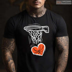 Basketball Heart Valentine's Day T-Shirt, Sports Lover Slam Dunk Love Shirt for Men Boys Toddler