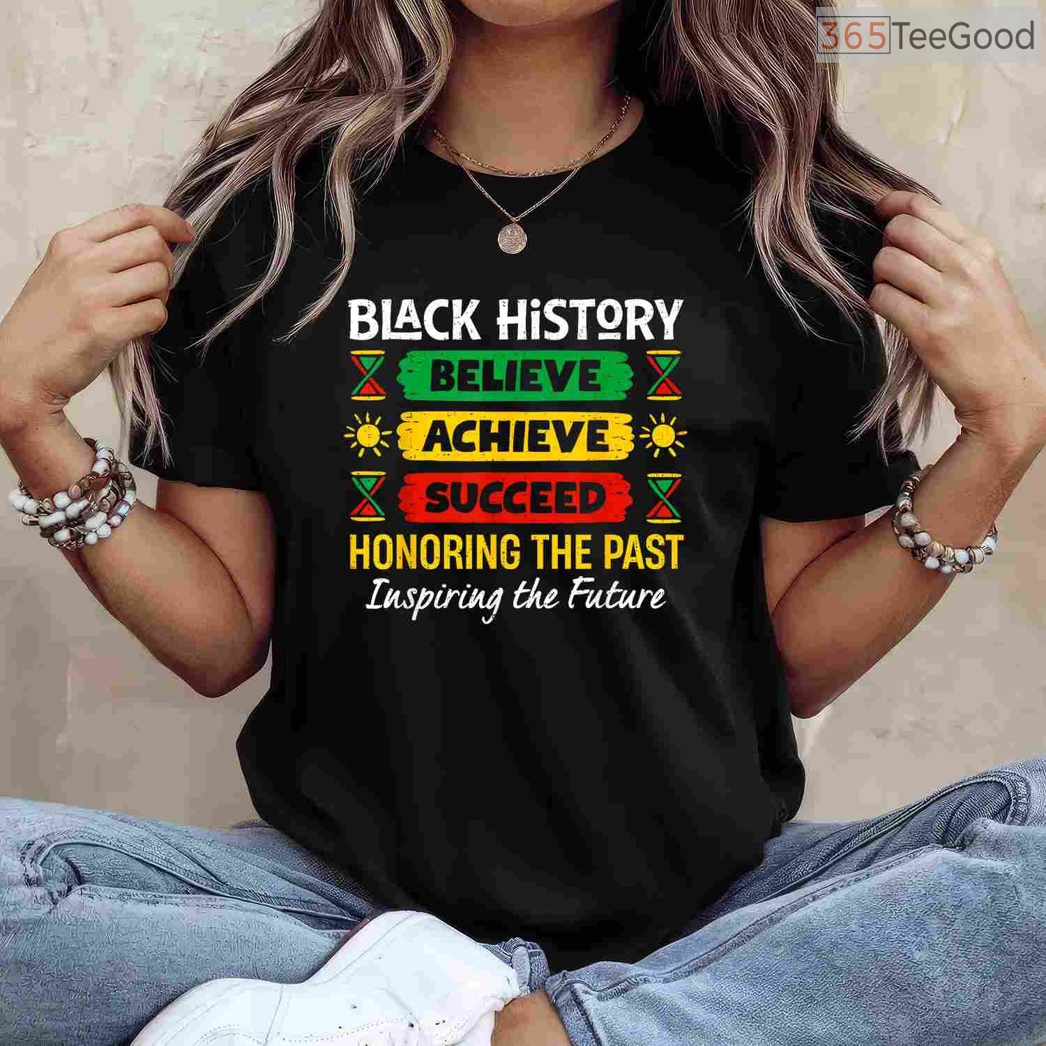 Believe Achieve Succeed T-Shirt Motivational African American Quote Black History Month Shirt