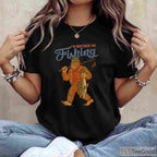 Bigfoot Sasquatch Fishing T-Shirt, Funny I'd Rather Be Fishing Legend Tee