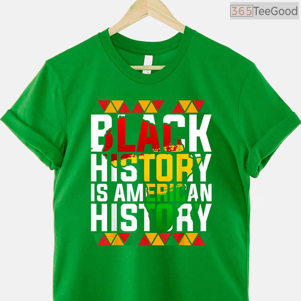 Black History is American History Patriotic T-Shirt African American Flag Pride Shirt Small