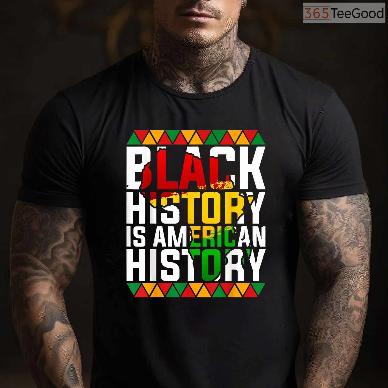 Black History is American History Patriotic T-Shirt African American Flag Pride Shirt Small