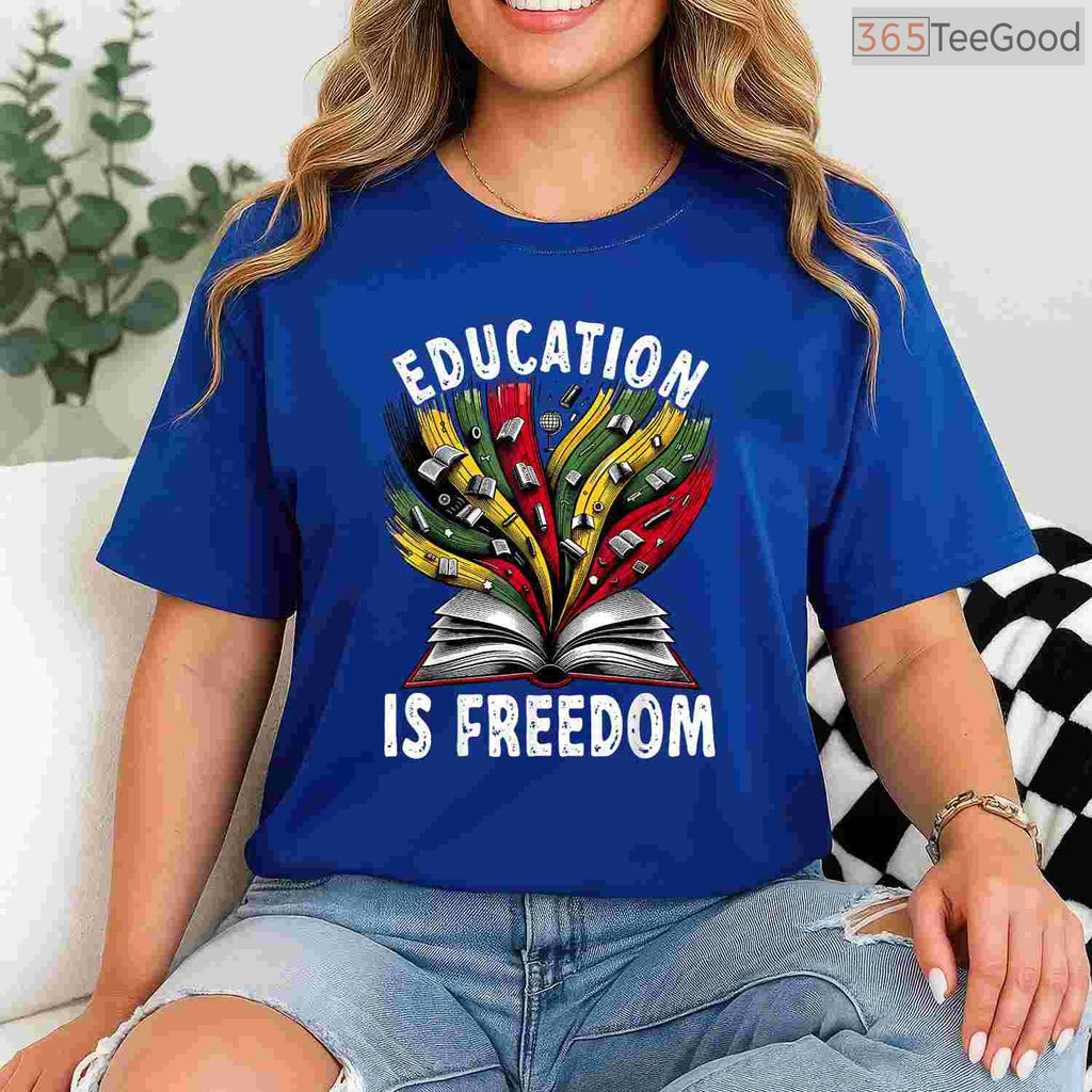 Black History Education is Freedom T-Shirt Knowledge is Power Books Black History Month Tee
