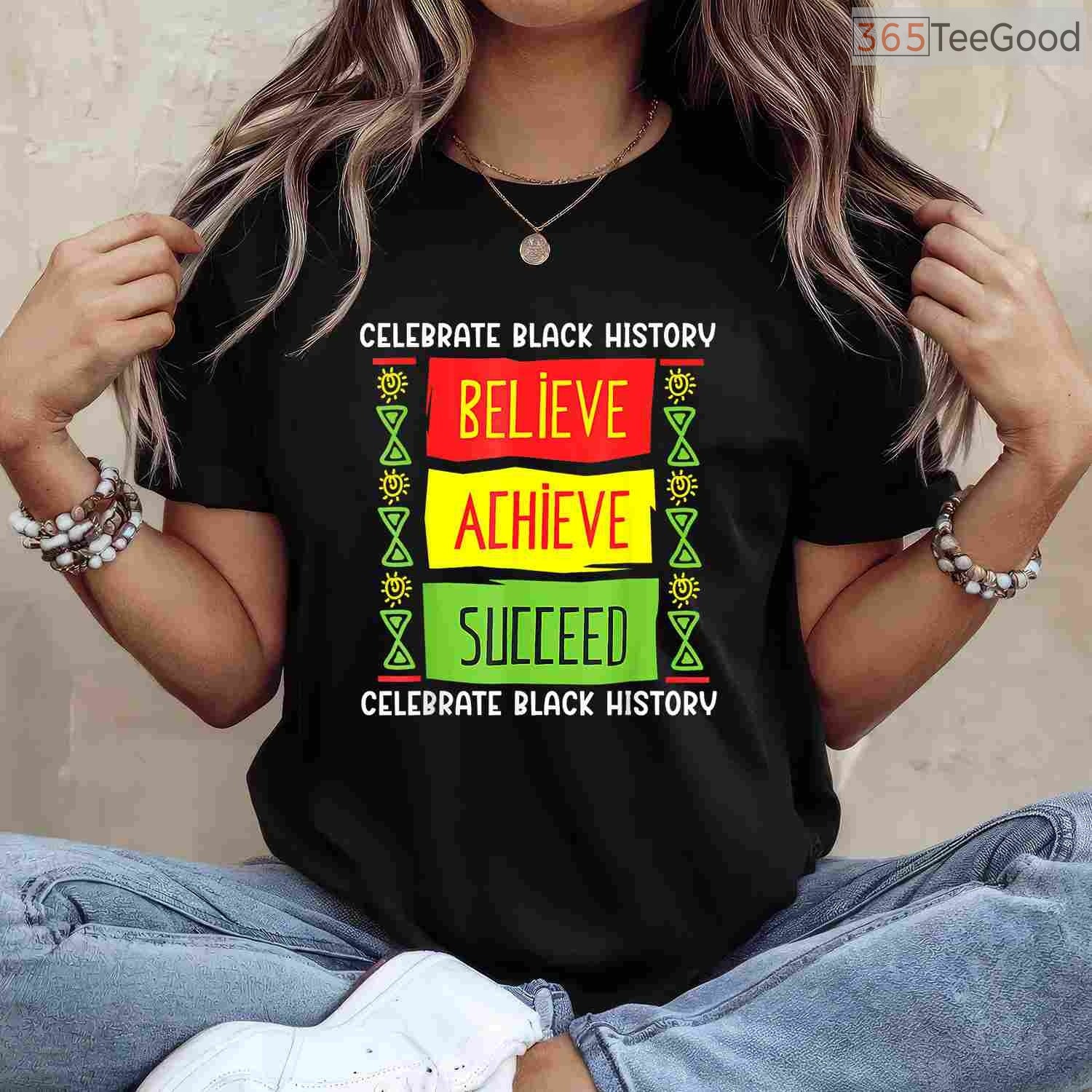 Black History Month Believe Achieve Succeed T-Shirt African American Freedom Shirt