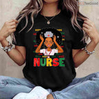 Black History Month Nurse T-Shirt Melanin African American Women Healthcare Scrubs Shirt