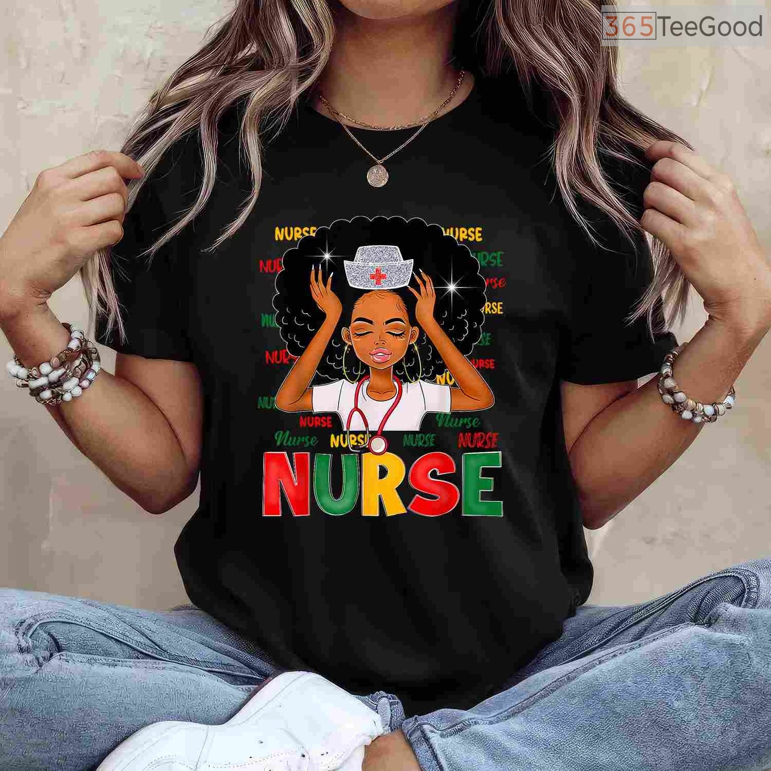Black History Month Nurse T-Shirt Melanin African American Women Healthcare Scrubs Shirt