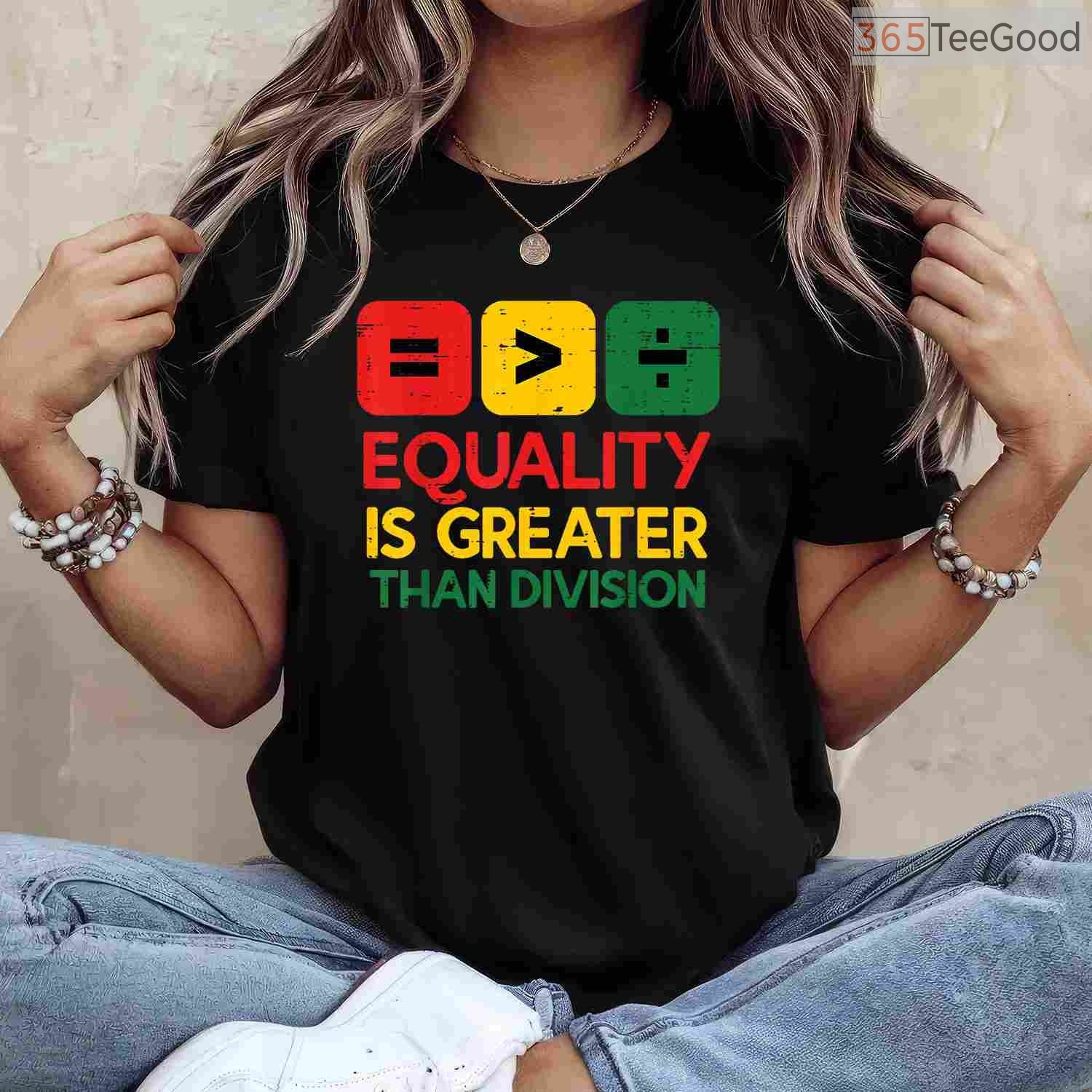 Black History Equality Greater Than Division T-Shirt Diversity & Inclusion Shirt for Men Women