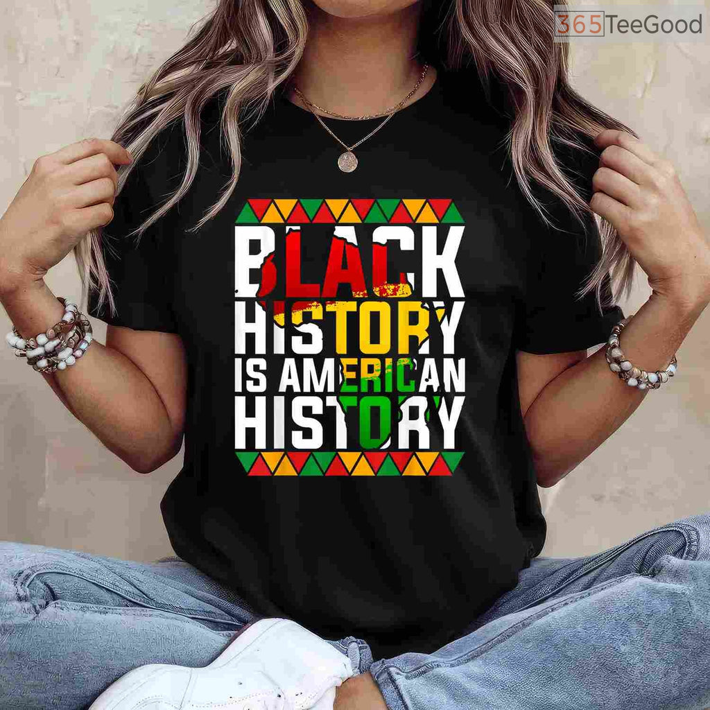 Black History is American History Patriotic T-Shirt African American Flag Pride Shirt Small