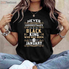 Black Kings Are Born In January T-Shirt - Birthday TShirts T-Shirt