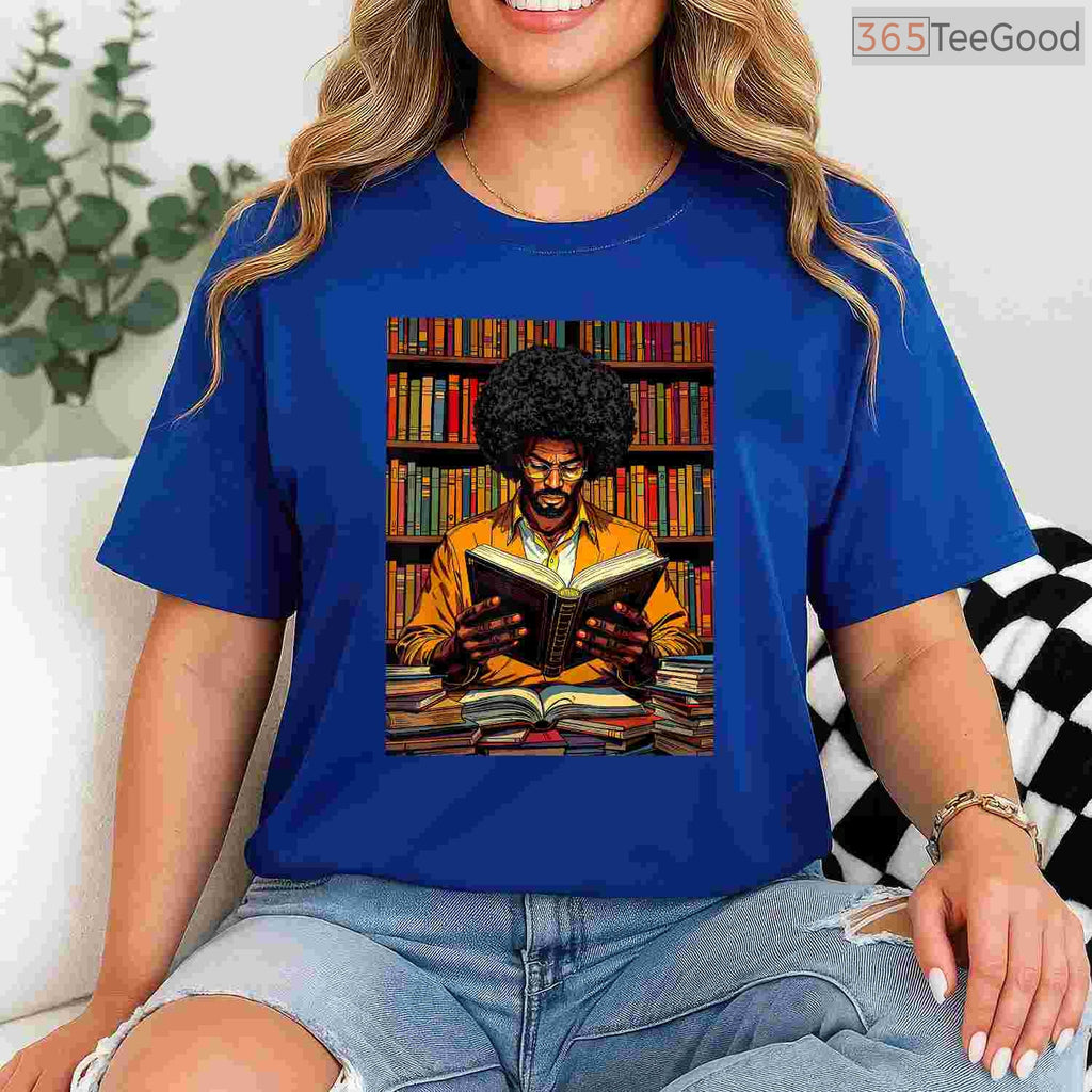 Black Man Reading Book T-Shirt Educated Black History Month Book Lover Afro Shirt