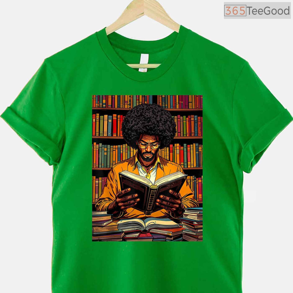 Black Man Reading Book T-Shirt Educated Black History Month Book Lover Afro Shirt
