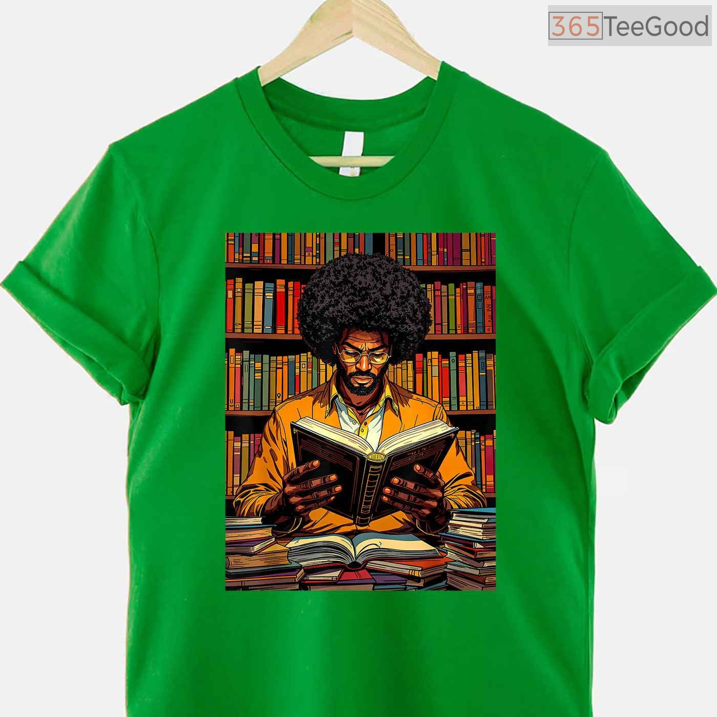Black Man Reading Book T-Shirt Educated Black History Month Book Lover Afro Shirt