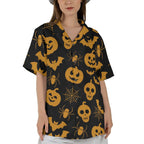 Black White Tropical Sailboat Palm Tree Seamless Hawaiian Shirt Minimal Look