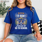 Born To Hunt Forced To Go To School Camo Deer Hunting T-Shirt For Boys