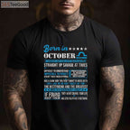 Born in October Libra Horoscope Birthday Shirt - Minimalist Zodiac Gift for Women
