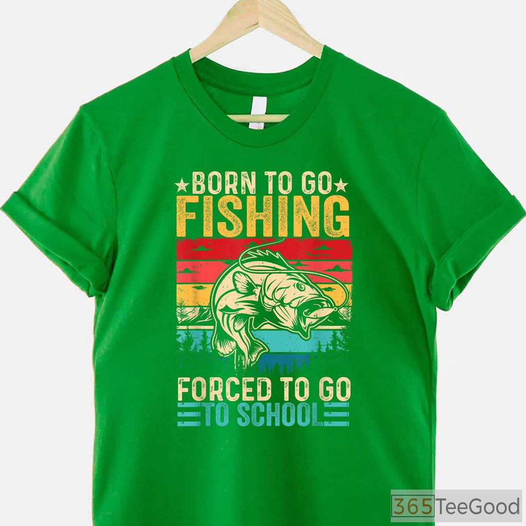 Born to Fish Forced to Go to School Fishing Shirt - Funny Youth Angler Tee