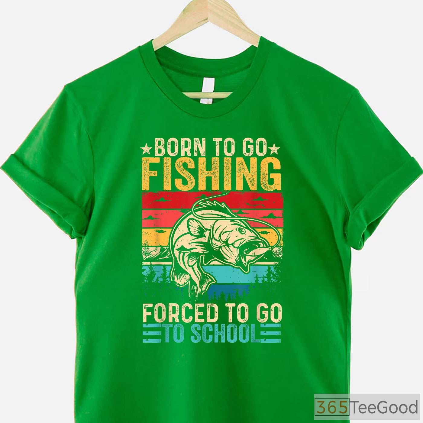 Born to Fish Forced to Go to School Fishing Shirt - Funny Youth Angler Tee