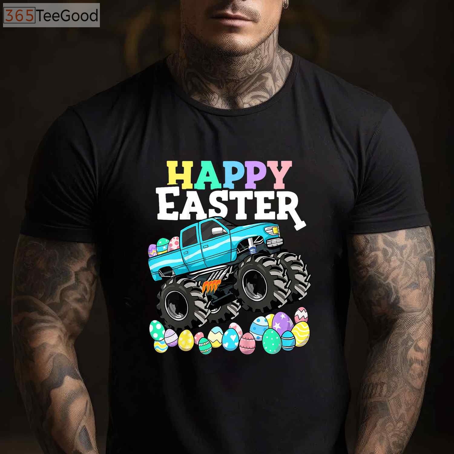 Boys Happy Easter Monster Truck T-Shirt - Toddler Easter Egg Hunter Truck Shirt
