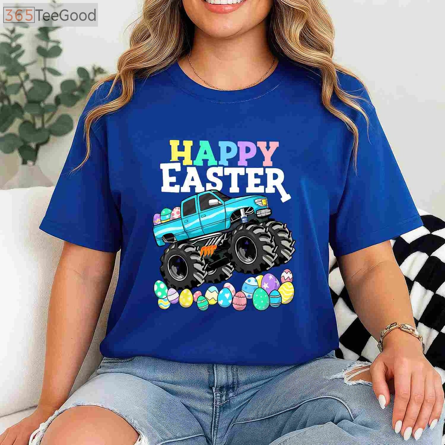 Boys Happy Easter Monster Truck T-Shirt - Toddler Easter Egg Hunter Truck Shirt
