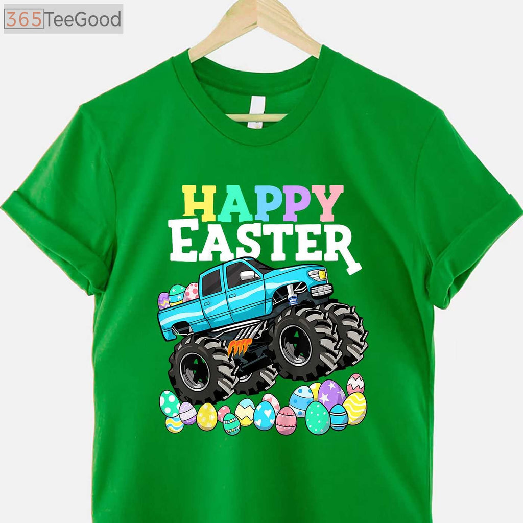 Boys Happy Easter Monster Truck T-Shirt - Toddler Easter Egg Hunter Truck Shirt