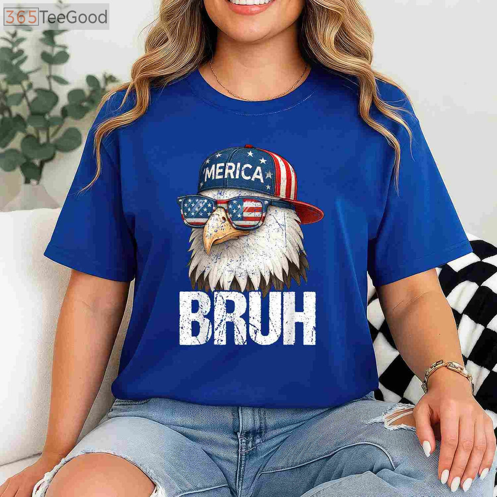 Bruh Fourth of July Eagle Patriotic T-Shirt for Men and Boys