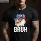 Bruh Fourth of July Eagle Patriotic T-Shirt for Men and Boys