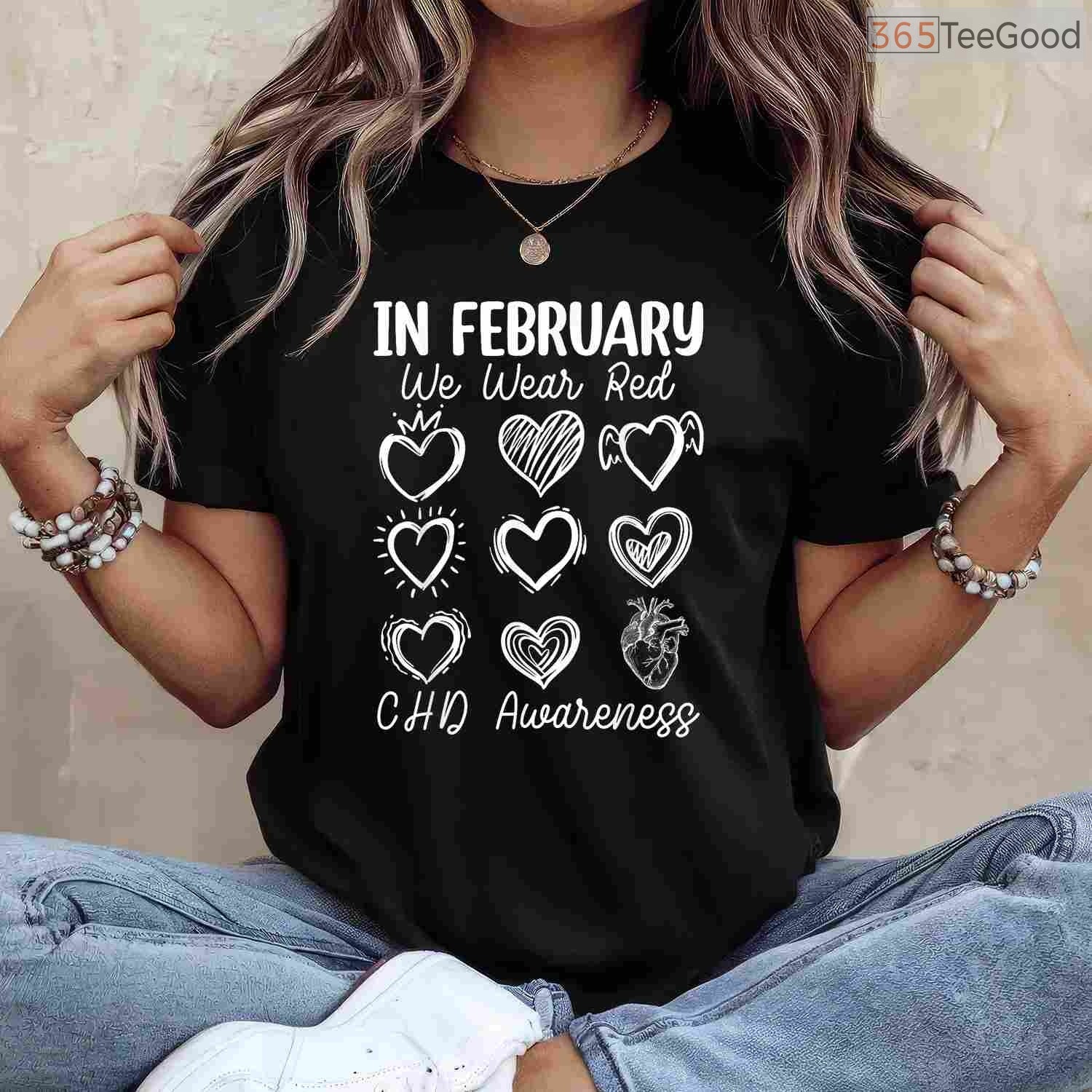 CHD Fighter Awareness Shirt – In February We Wear Red Congenital Defect T-Shirt
