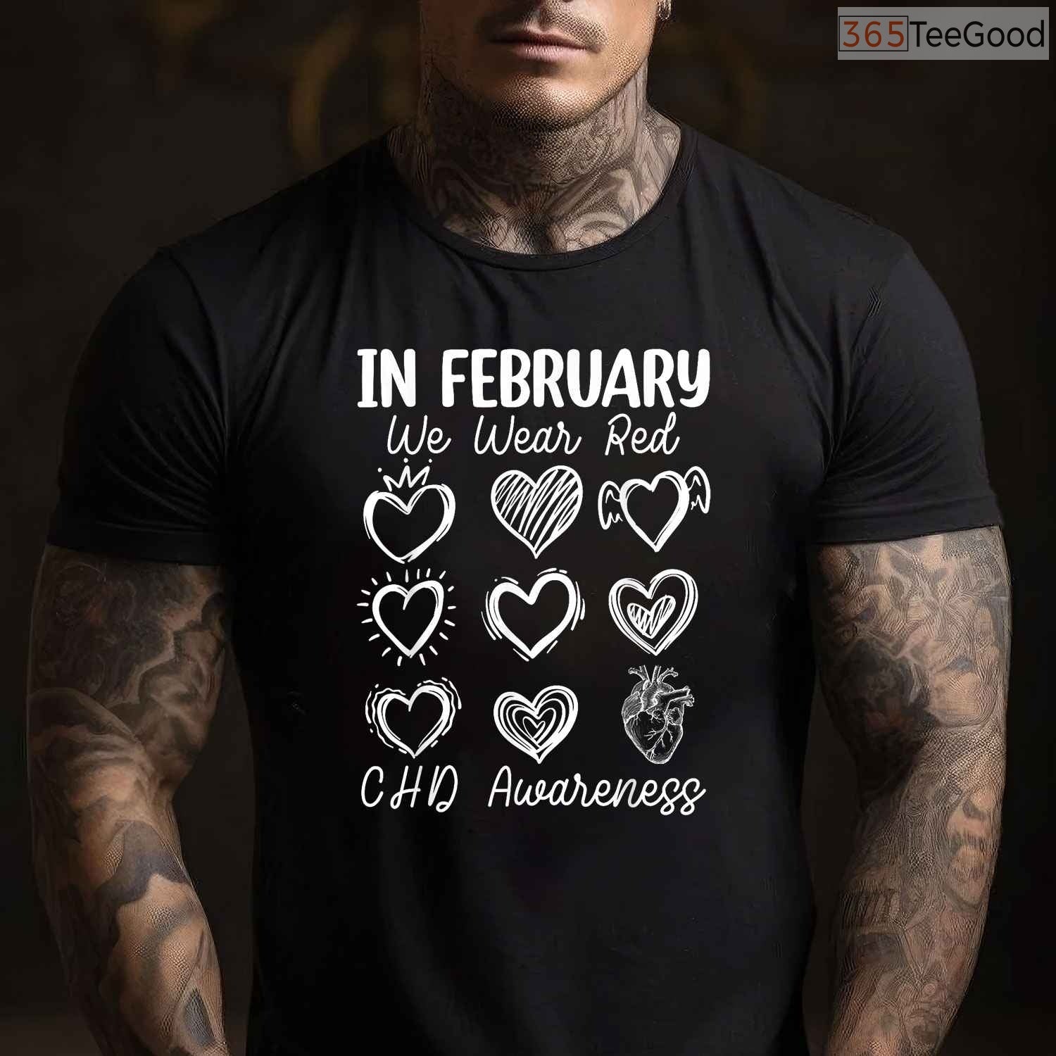 CHD Fighter Awareness Shirt – In February We Wear Red Congenital Defect T-Shirt