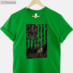 Camo American Flag Deer Hunting Gift for Men, Patriotic Dad Hunter T-Shirt