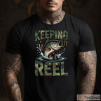 Camo Keeping It Reel Bass Fishing Shirt - Funny Dad Joke Tee for Youth & Men