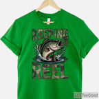 Camo Keeping It Reel Bass Fishing Shirt - Funny Dad Joke Tee for Youth & Men