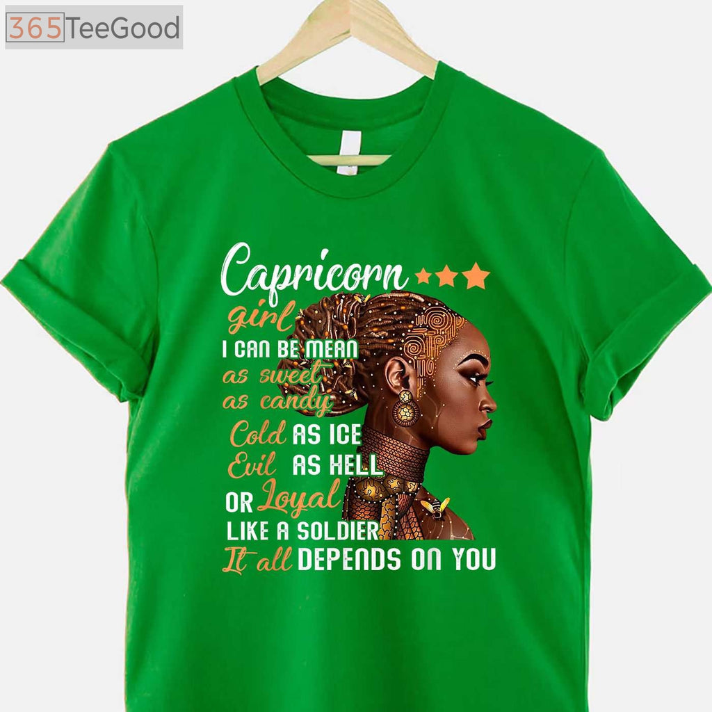 Capricorn Girl Birthday Tee and T-Shirt, December or January Zodiac Gift T-Shirt for Women Adults