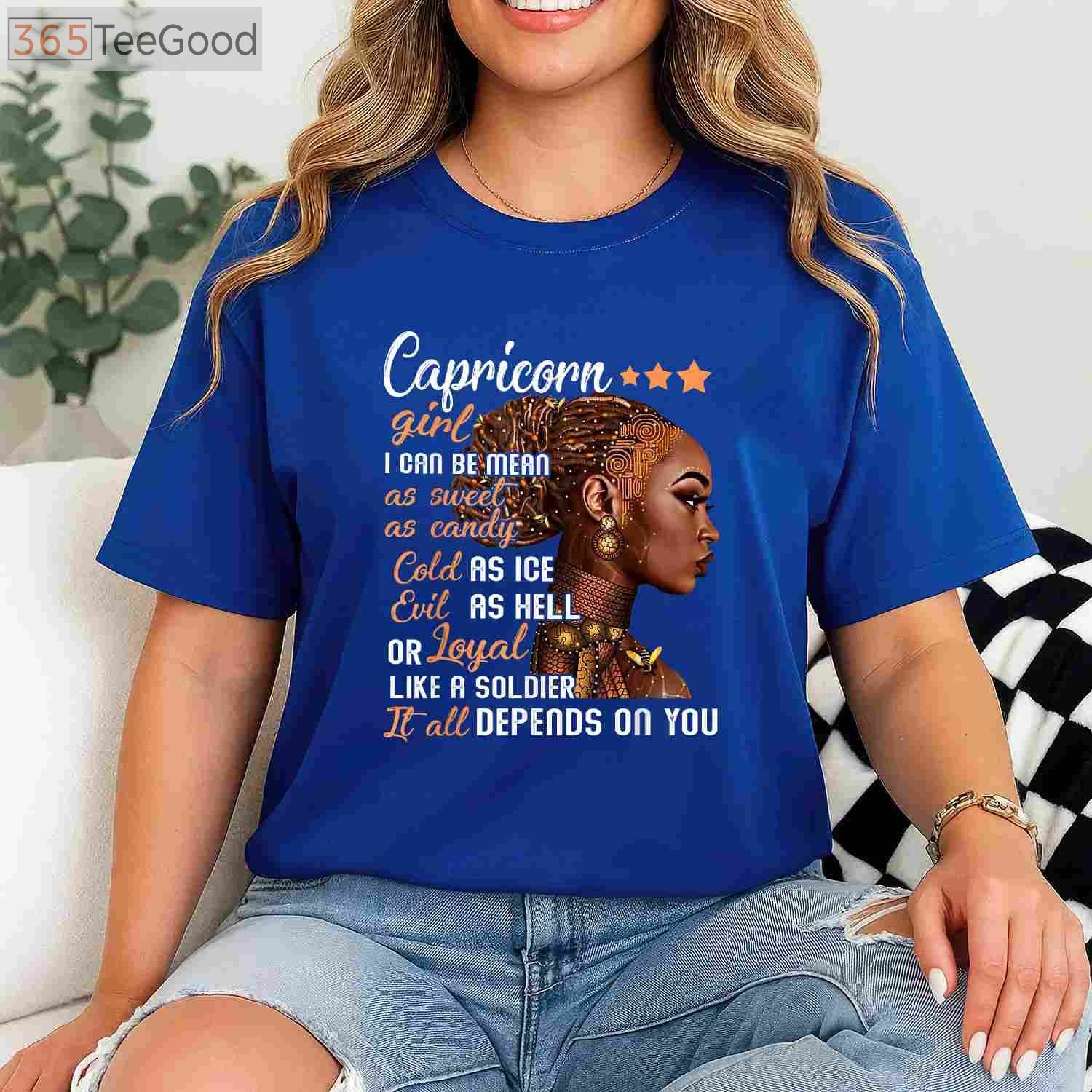 Capricorn Girl Birthday Tee and T-Shirt, December or January Zodiac Gift T-Shirt for Women Adults