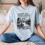 Cast Your Cares on the Lord Christian Fishing Shirt - Religious Angler Gift for Men