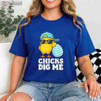 Chicks Dig Me Easter T-Shirt, Funny Easter Shirt for Toddler Boys Men Happy Easter Tee