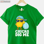 Chicks Dig Me Easter T-Shirt, Funny Easter Shirt for Toddler Boys Men Happy Easter Tee