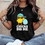 Chicks Dig Me Easter T-Shirt, Funny Easter Shirt for Toddler Boys Men Happy Easter Tee