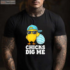 Chicks Dig Me Easter T-Shirt, Funny Easter Shirt for Toddler Boys Men Happy Easter Tee