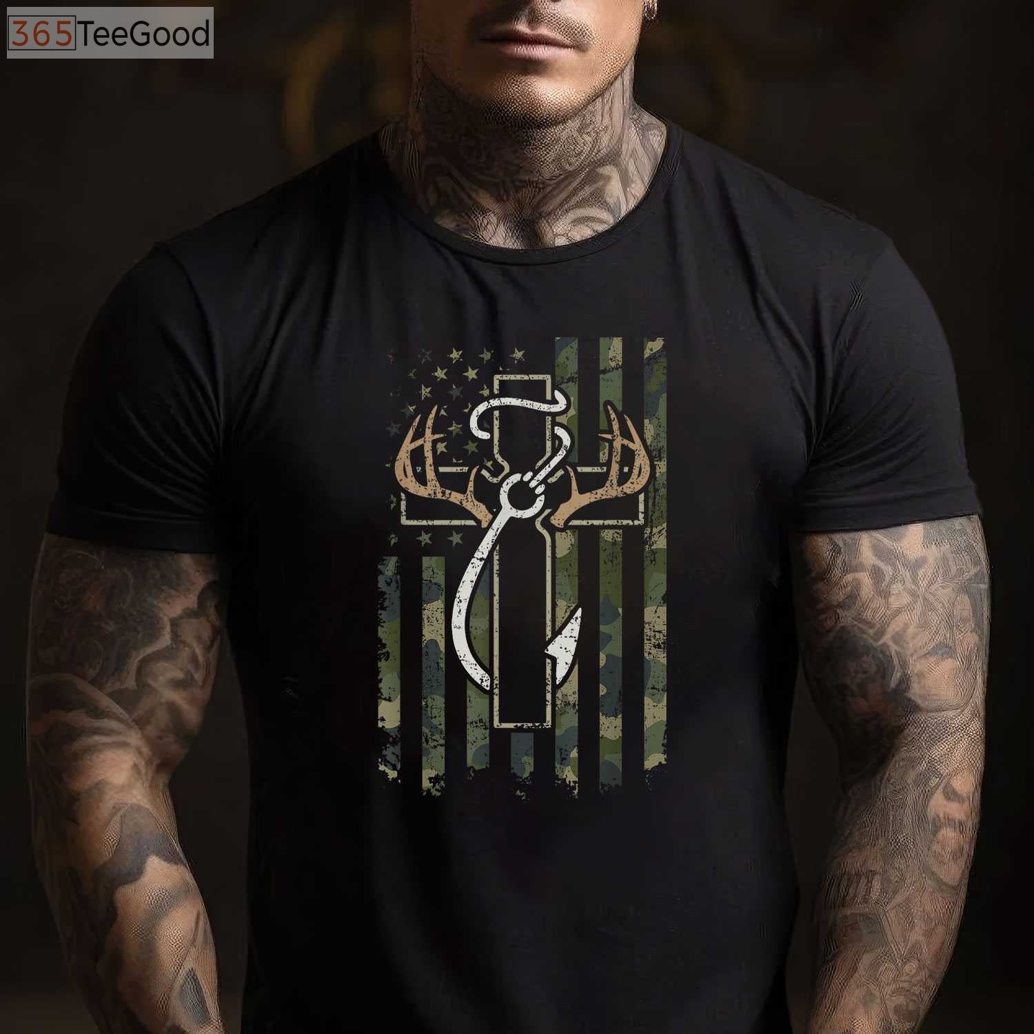 Christian Hunting Fishing Faith Shirt, Patriotic USA Flag Camo Faith Apparel