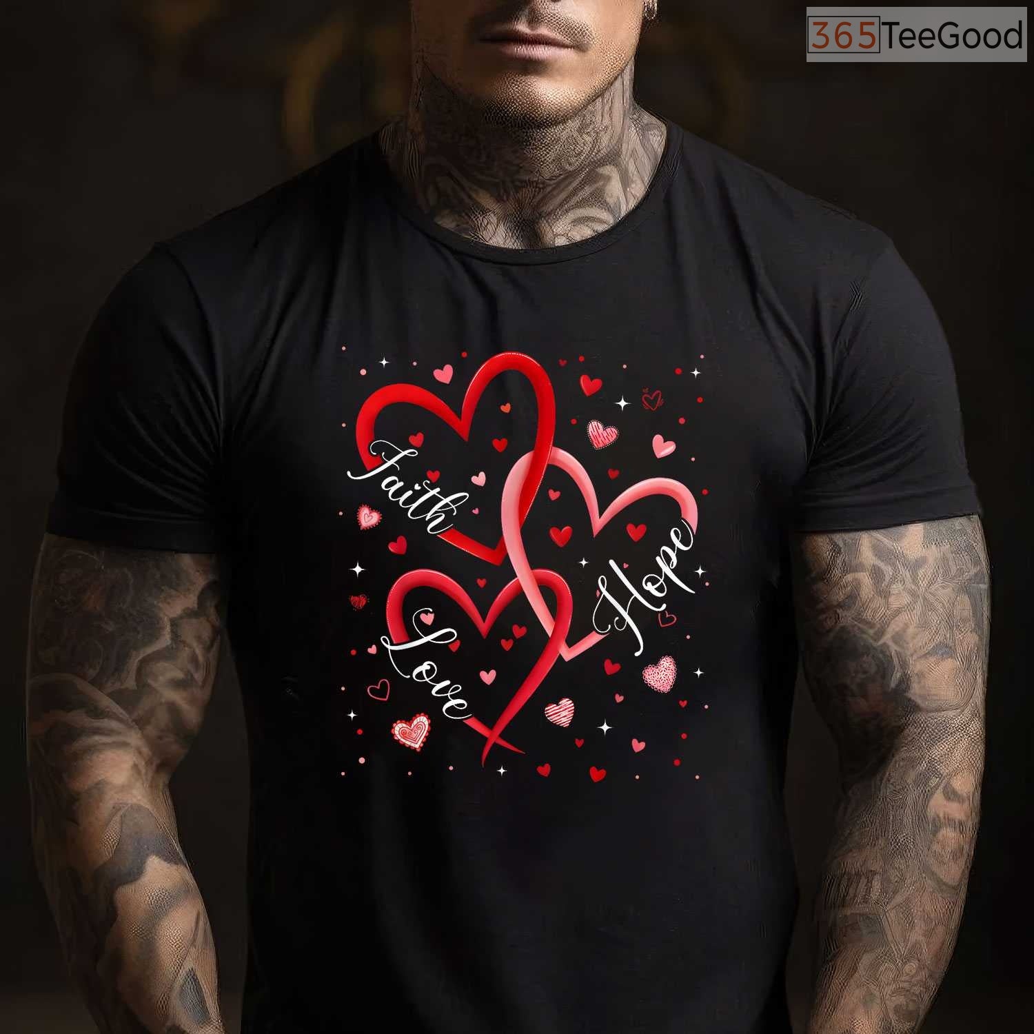 Christian Faith Hope Love Hearts T-Shirt, Religious Bible Verse Valentine Day Shirt for Believers