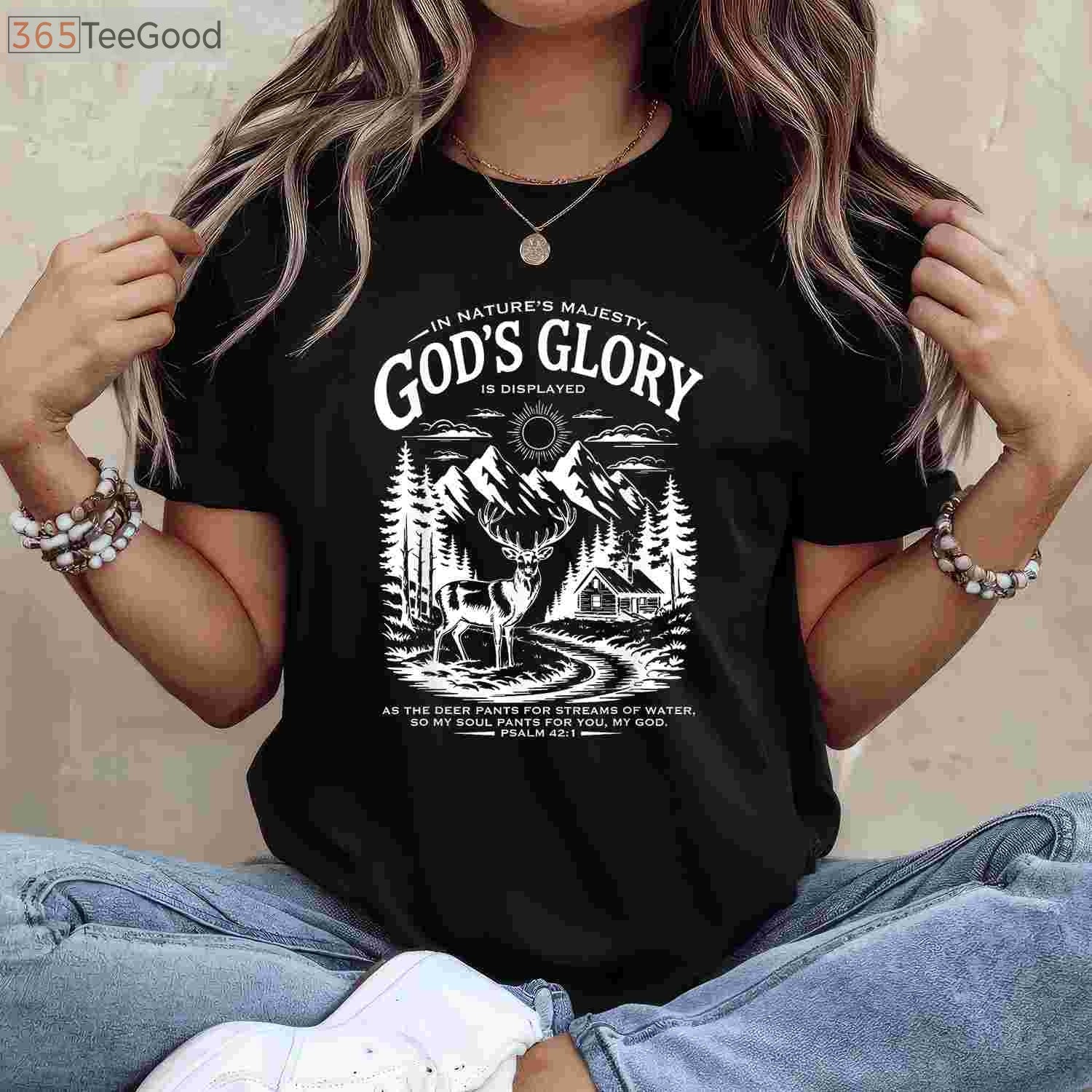 Christian Deer Hunting Bible Verse Shirt, Religious Nature Wildlife Faith Tee