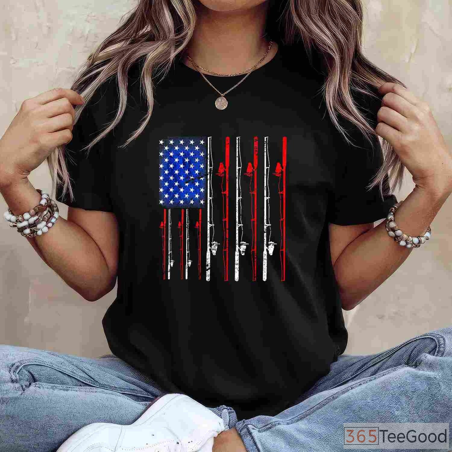 Classic American Flag Fishing Performance Tee - Patriotic Angler Apparel