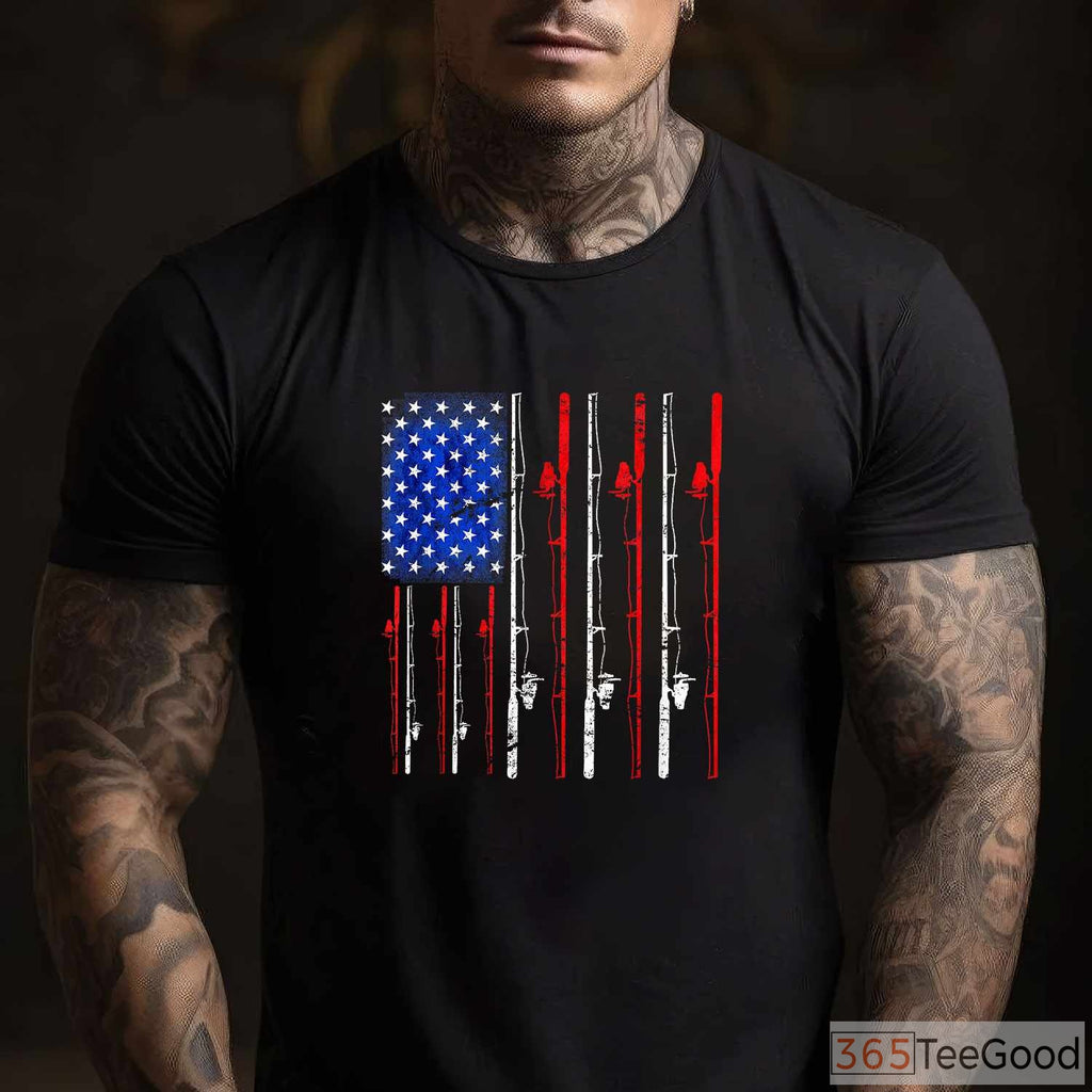 Classic American Flag Fishing Performance Tee - Patriotic Angler Apparel