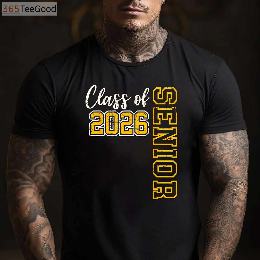 Class of 2026 Senior T-Shirt - Black and Gold High School Graduation Gift